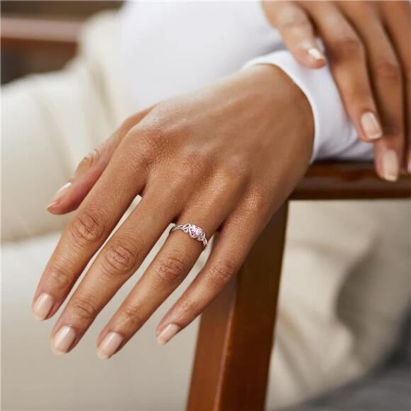 925 Sterling Silver Good Luck Celtic Trinity Knot/Claddagh Heart Birthstone Ring - Picture 3 of 7